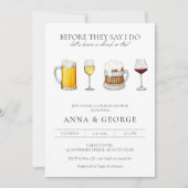 Invitation Aquarelle Bière Vin Brasserie Couples Douche (Devant)