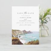 Invitation Aquarelle Big Sur California Coast Enregistrer la (Debout devant)