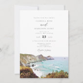 Invitation Aquarelle Big Sur California Coast Mariage (Devant)