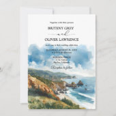 Invitation Aquarelle Big Sur California Coast Mariage (Devant)