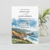 Invitation Aquarelle Big Sur California Coast Mariage (Debout devant)