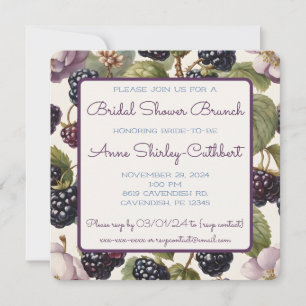 Invitation Aquarelle Blackberry & Florals Carré