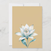 Invitation Aquarelle blanc bleu lièvre Mariage floral (Dos)