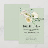 Invitation Aquarelle Blanc Calla Lilies Bouquet Anniversaire (Devant / Derrière)