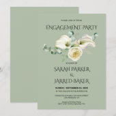 Invitation Aquarelle Blanc Calla Lilies Bouquet Fiançailles (Devant / Derrière)