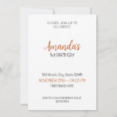 Invitation Aquarelle Blanc et Feuilles Brown Renard 1er anniv (Dos)