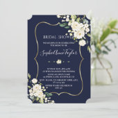 Invitation Aquarelle Blanc Floral Blanc Fête des mariées Or (Debout devant)