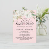 Invitation Aquarelle Blanc Floral Blush FÊTE DES MARIÉES rose (Debout devant)