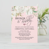 Invitation Aquarelle Blanc Floral Blush Rose Brunch & Bubbly (Debout devant)