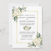 Invitation Aquarelle Blanc Floral Mariage (Devant)