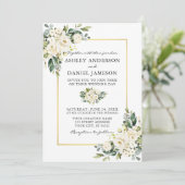 Invitation Aquarelle Blanc Floral Mariage (Debout devant)