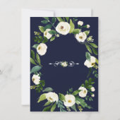 Invitation Aquarelle Blanc Floral Marine Bleu Dîner de répéti (Dos)