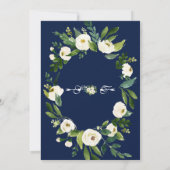 Invitation Aquarelle Blanc Floral Marine Fête des mariées ble (Dos)