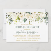Invitation Aquarelle Blanc Floral Sage Vert Fête des mariées (Devant)