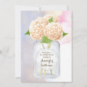 Invitation Aquarelle Blanc Hydrangea Mason Jar Fête des marié (Devant)