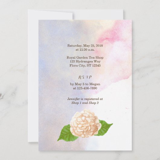 Invitation Aquarelle Blanc Hydrangea Mason Jar Fête des marié (Dos)
