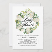 Invitation Aquarelle blanc Hydrangea Wreath Baby shower (Devant)
