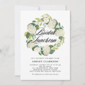 Invitation Aquarelle Blanc Hydrangea Wreath Bridal Luncheon (Devant)