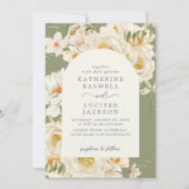 Invitation Aquarelle blanc ivoire floral Sage vert Mariage (Devant)