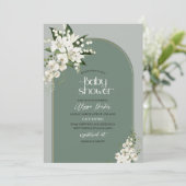 Invitation Aquarelle Blanc Lily et vert arrière - plan Baby S (Debout devant)