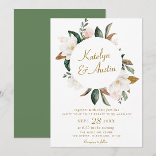 Invitation Aquarelle blanc magnolia mariage floral