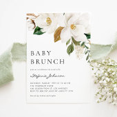 Invitation Aquarelle Blanc Magnolia Rustique Bébé Brunch