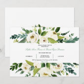 Invitation Aquarelle blanc Mariage de cadre Floral (Devant / Derrière)
