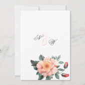 Invitation Aquarelle blanc rose pâle vert rose mariage (Dos)