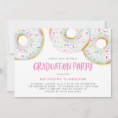 Invitation Aquarelle Blanc Saupoudrer Donuts Graduation Party (Devant)