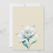 Invitation Aquarelle blanc turquoise lis or Mariage floral (Dos)