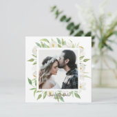 Invitation Aquarelle Blanc & Vert Floral Enregistrer la date (Debout devant)