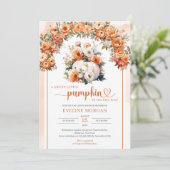 Invitation Aquarelle blanche citrouille automne arche florale (Debout devant)