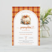 Invitation Aquarelle blanche citrouille automne fleurs automn (Debout devant)