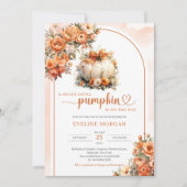 Invitation Aquarelle blanche citrouille automne pivoines auto (Devant)