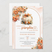 Invitation Aquarelle blanche citrouille automne pivoines auto (Devant / Derrière)