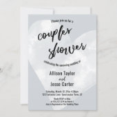 Invitation Aquarelle blanche Coeur gris clair Couples Douche (Devant)