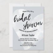 Invitation Aquarelle blanche Coeur gris clair Fête des mariée (Devant)