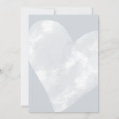 Invitation Aquarelle blanche Coeur gris clair Fête des mariée (Dos)
