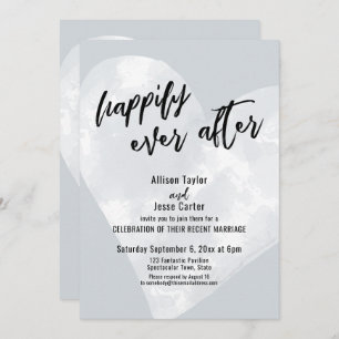 Invitation Aquarelle blanche Coeur heureux jamais après gris