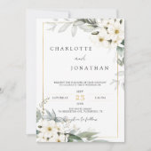 Invitation Aquarelle blanche et de sable Floral Mariage éléga (Devant)