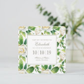 Invitation Aquarelle blanche et feuille - Bridesmaid (Debout devant)