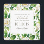 Invitation Aquarelle blanche et feuille - Bridesmaid<br><div class="desc">Ce délicat motif d'aquarelle présente des pivoines blanches et des feuilles verts. | © et ® Bigstock® - Tous droits réservés.</div>