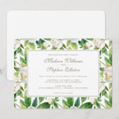 Invitation Aquarelle blanche et feuille - Mariage (Devant / Derrière)