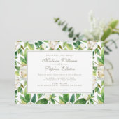Invitation Aquarelle blanche et feuille - Mariage (Debout devant)