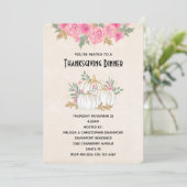 Invitation Aquarelle blanche et or Citrouille Thankesgiving (Debout devant)