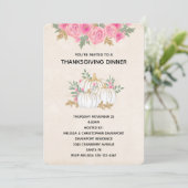 Invitation Aquarelle blanche et or Citrouille Thankesgiving (Debout devant)