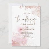 Invitation Aquarelle blanche et rose Moderne Mariage élégant (Devant)