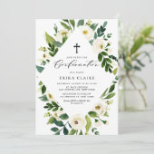 Invitation Aquarelle blanche Feuilles floraux Confirmation du (Debout devant)