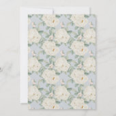 Invitation Aquarelle blanche Fleurs, mariage bleu clair (Dos)