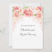 Invitation Aquarelle blanche Floral Rose Fête des mariées (Devant)